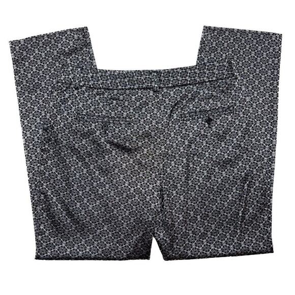 Zac & Rachel Floral Pants Geometric Print Straight Leg Black Silver Women's 6 - Picture 6 of 8